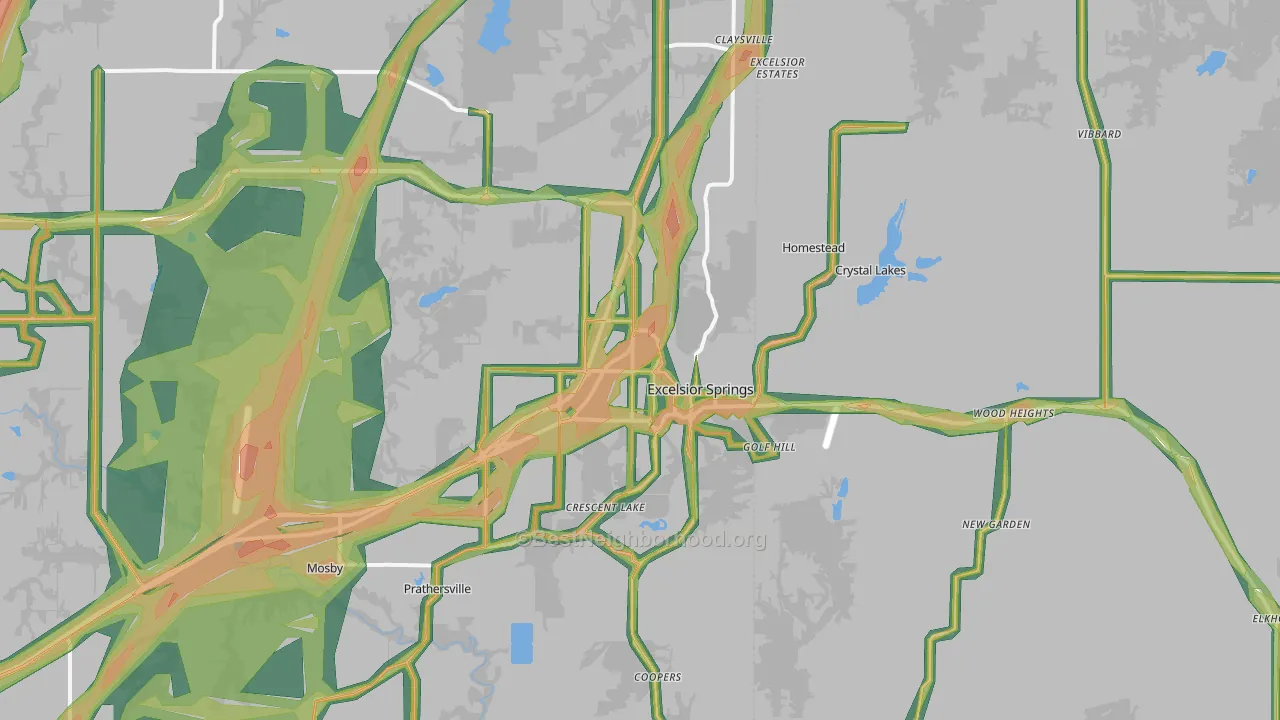 Excelsior Springs, MO Map of Noise Levels in Excelsior Springs