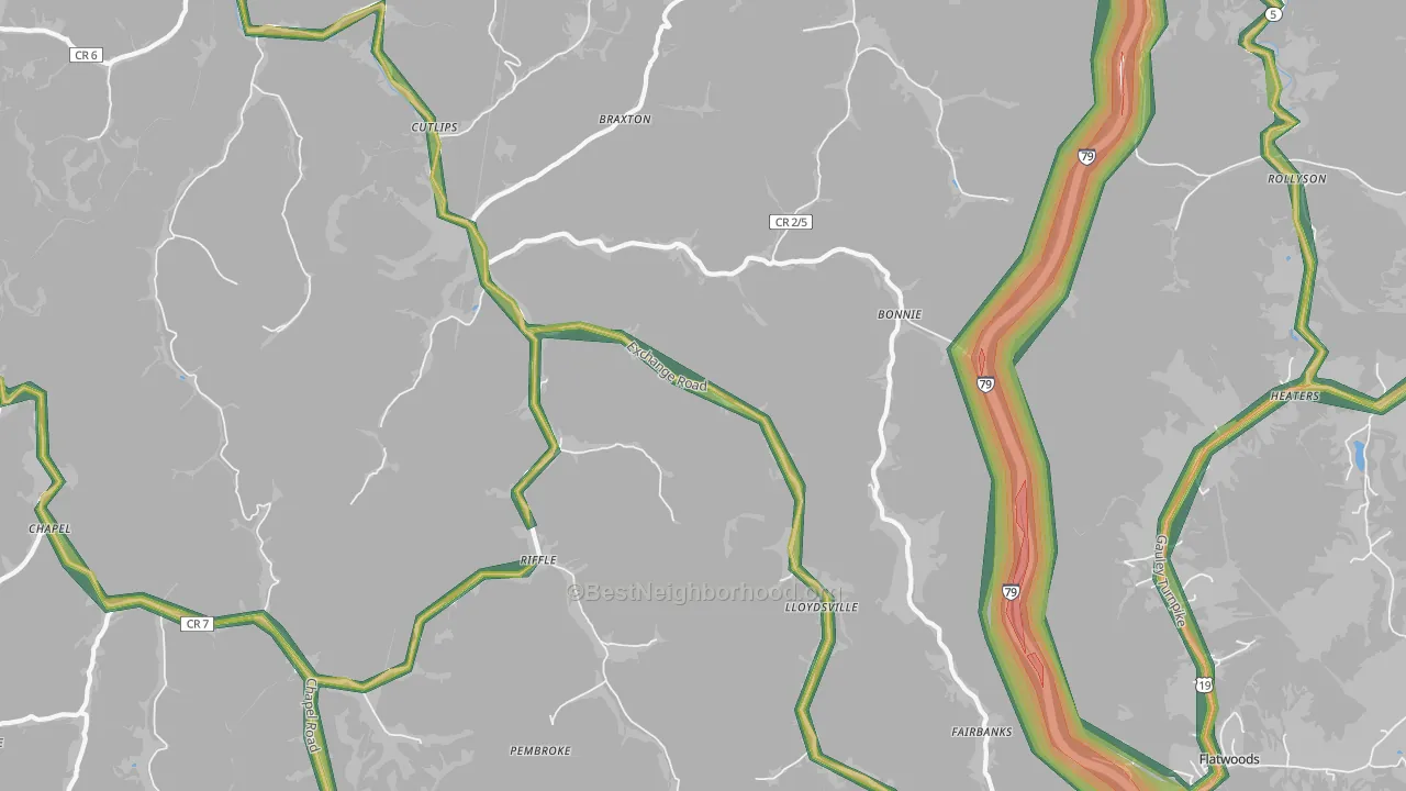 Exchange, WV Map of Noise Levels in Exchange