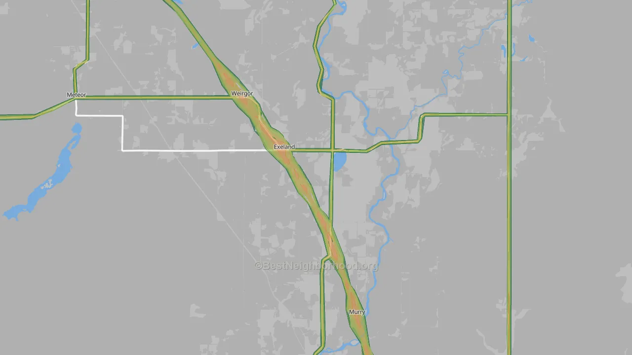 Exeland, WI Map of Noise Levels in Exeland