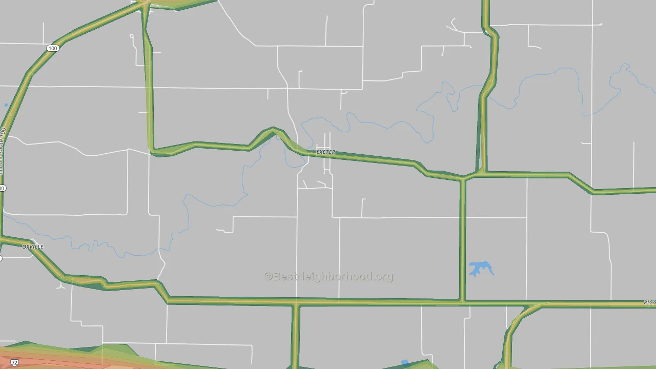 Exeter, IL Map of Noise Levels in Exeter