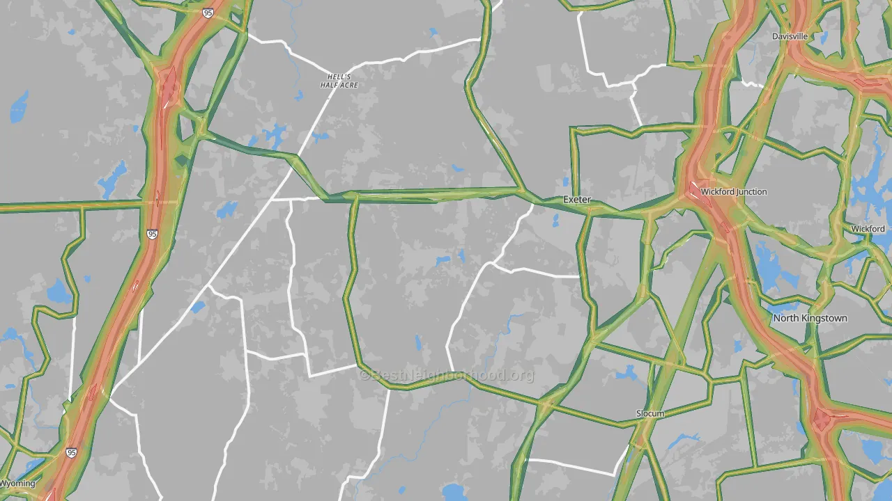 Exeter, RI Map of Noise Levels in Exeter