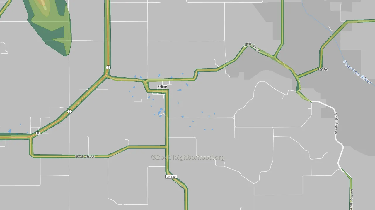 Exline, IA Map of Noise Levels in Exline