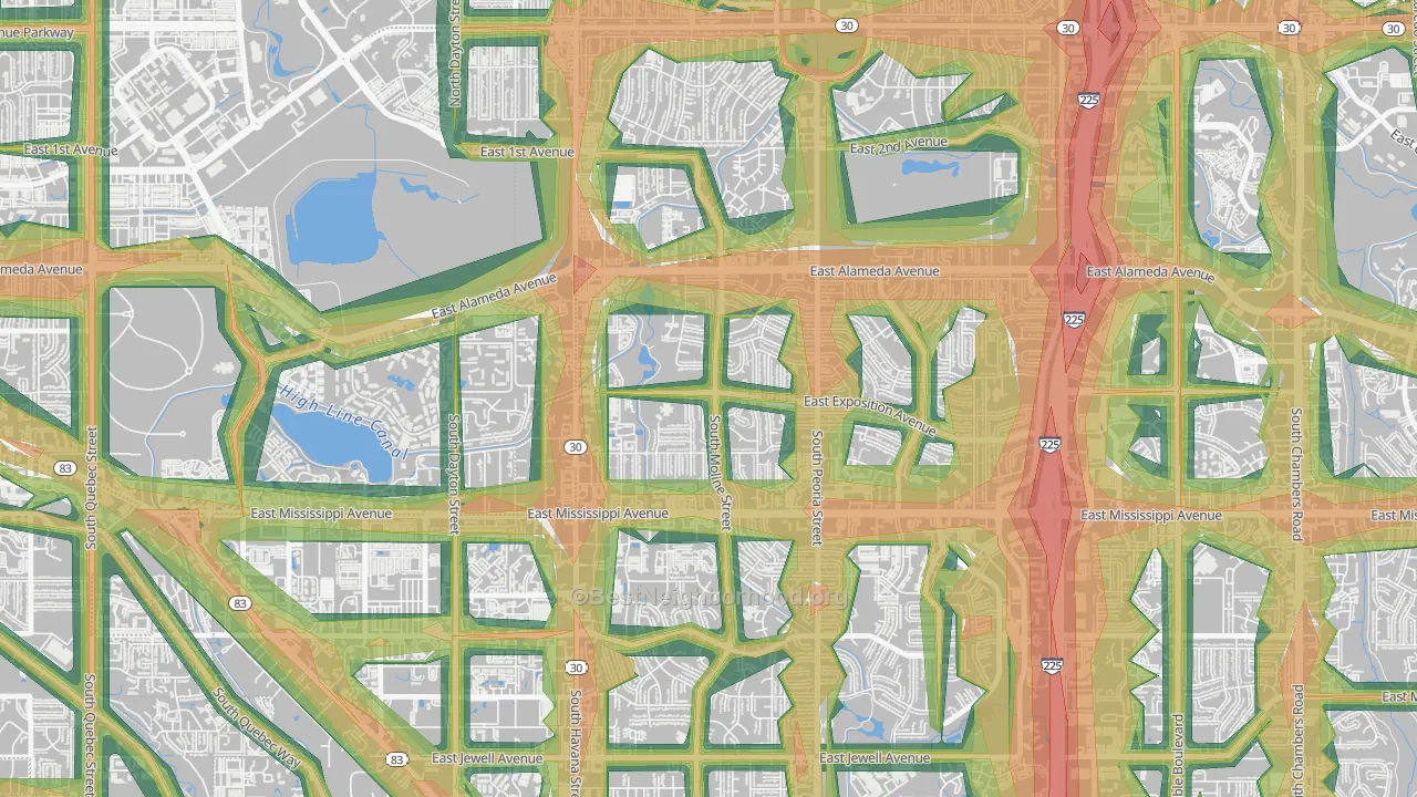 Expo Park, Aurora, CO Map of Noise Levels in Expo Park
