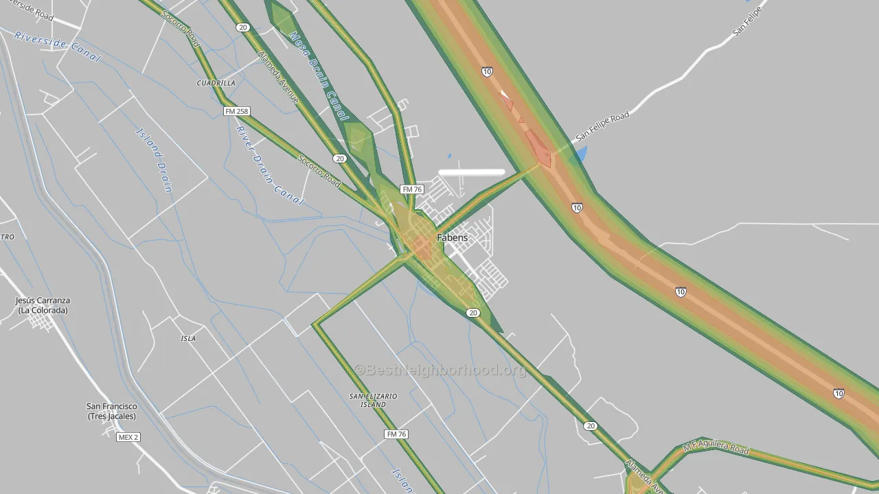 Fabens, TX Map of Noise Levels in Fabens