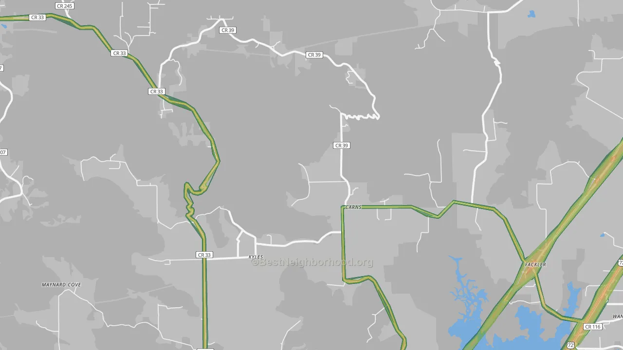 Fackler, AL Map of Noise Levels in Fackler