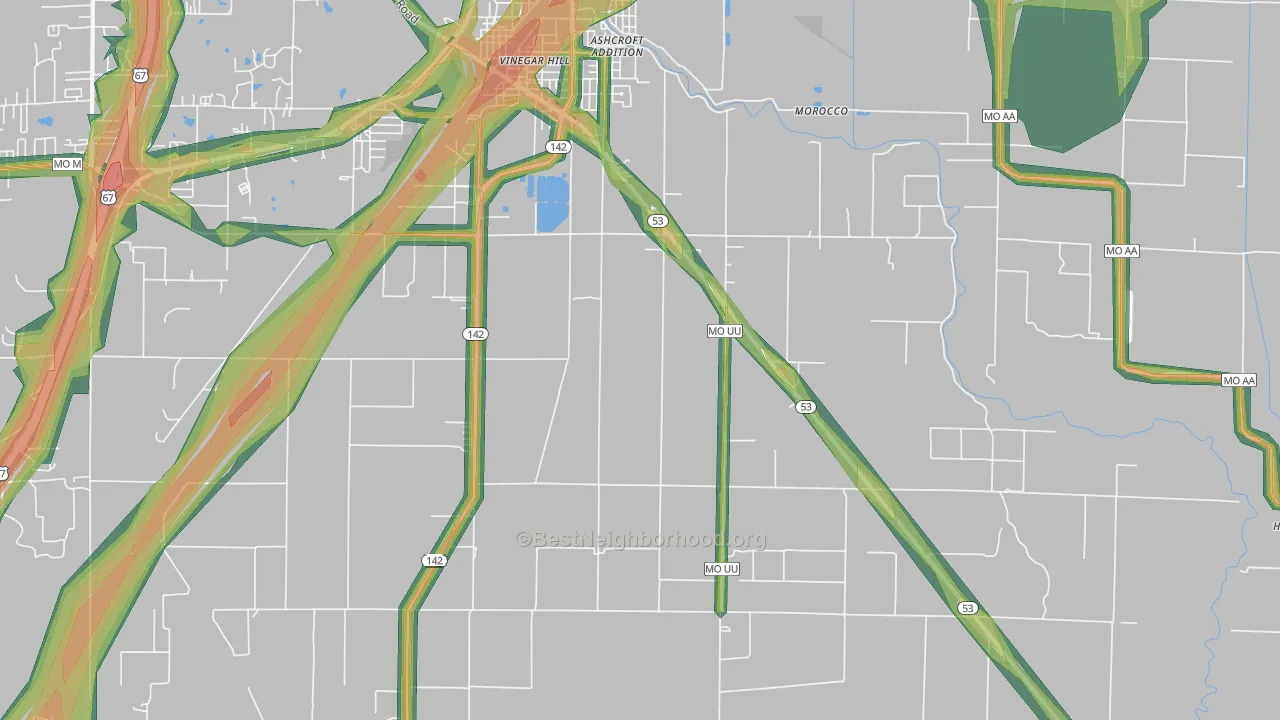 Fagus, MO Map of Noise Levels in Fagus