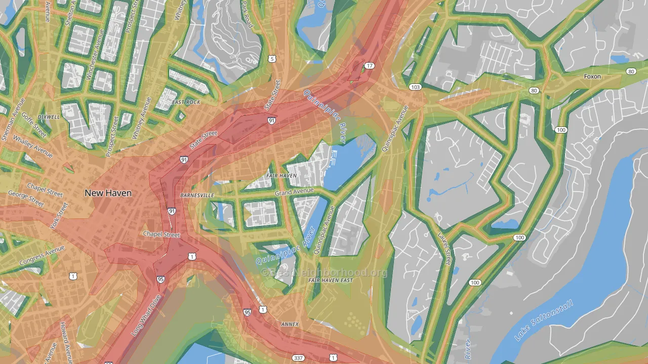 Fair Haven, New Haven, CT Map of Noise Levels in Fair Haven