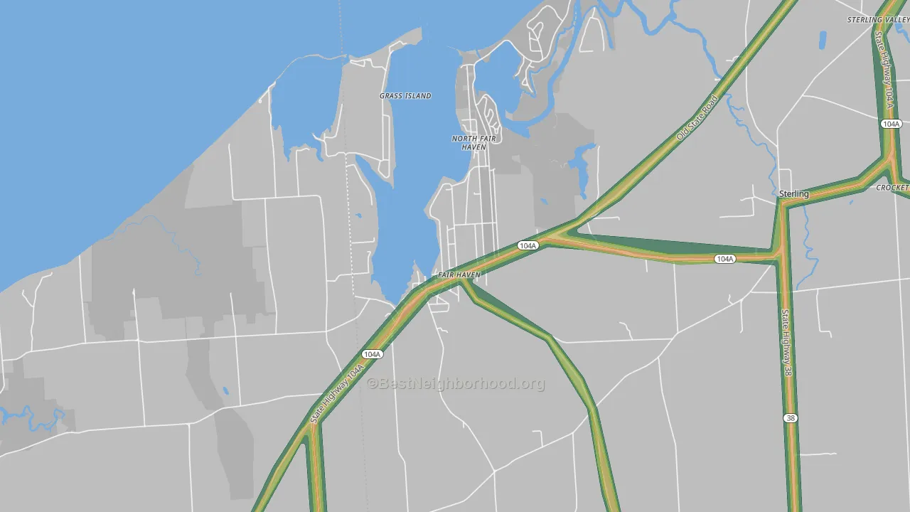 Fair Haven, NY Map of Noise Levels in Fair Haven