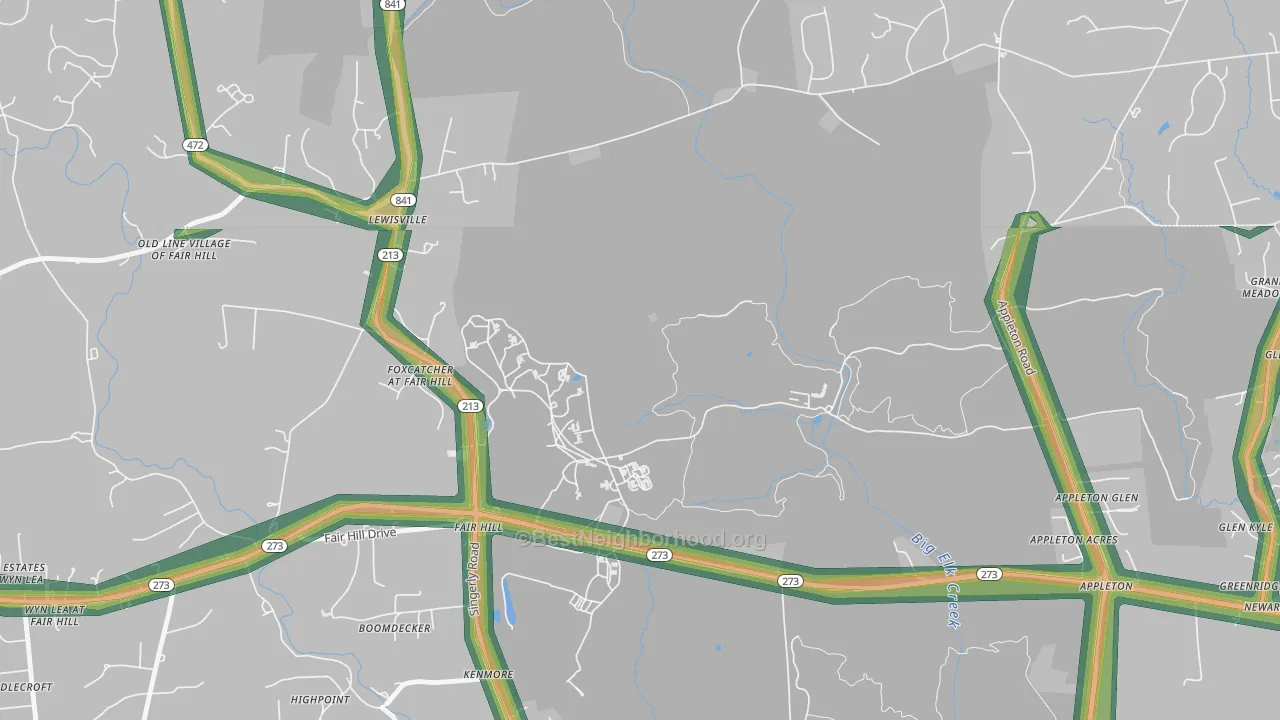 Fair Hill, MD Map of Noise Levels in Fair Hill
