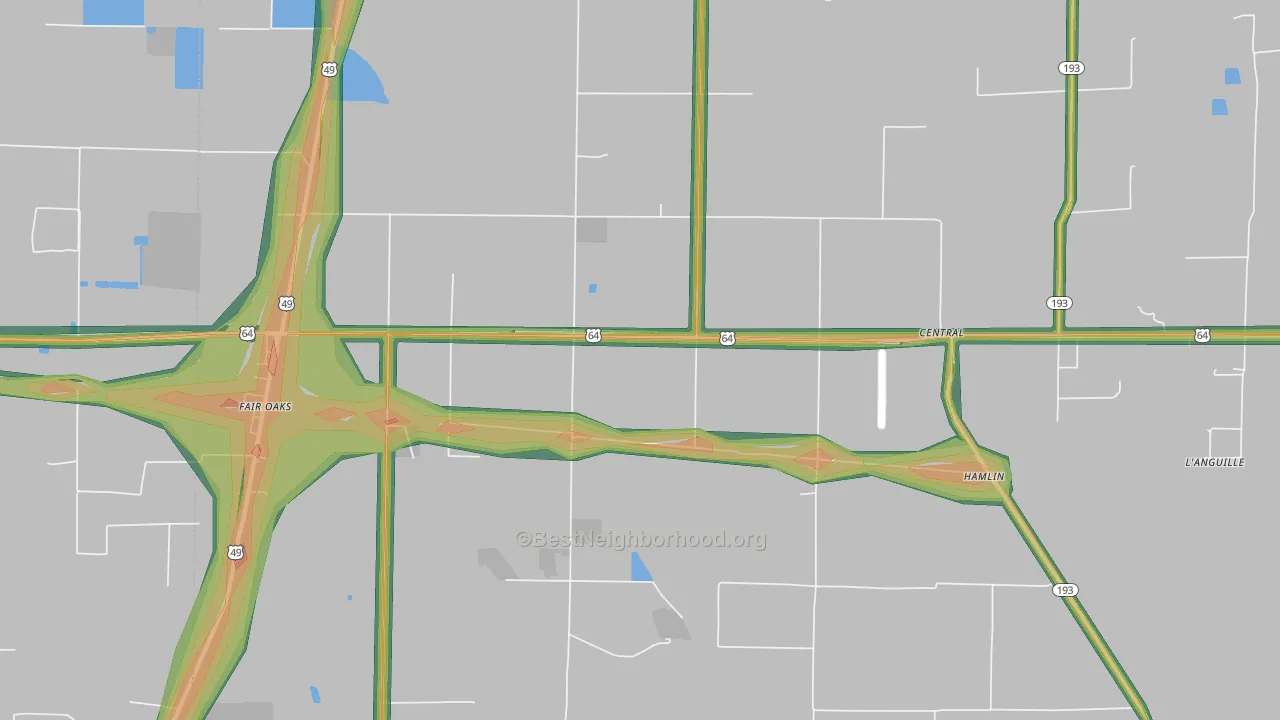 Fair Oaks, AR Map of Noise Levels in Fair Oaks
