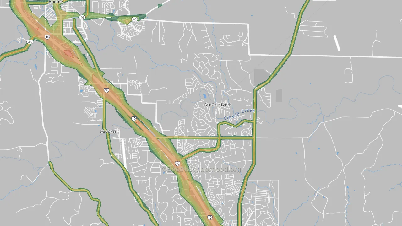 Fair Oaks Ranch, TX Map of Noise Levels in Fair Oaks Ranch