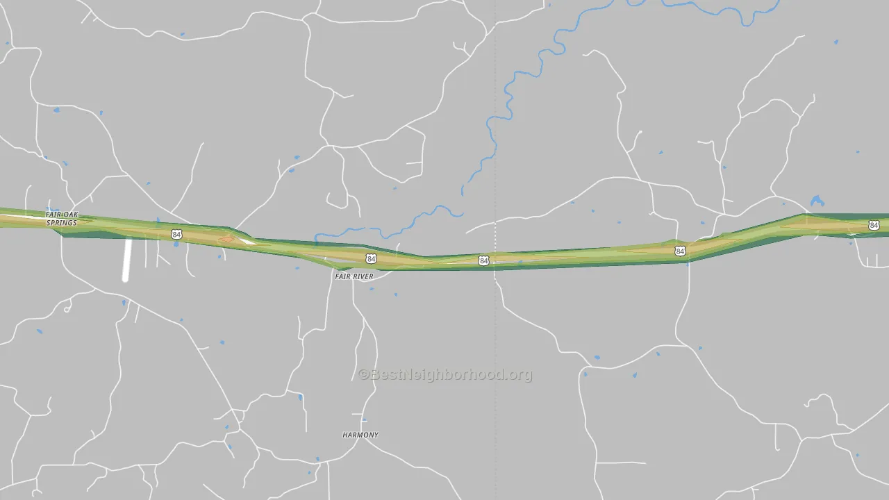 Fair River, MS Map of Noise Levels in Fair River