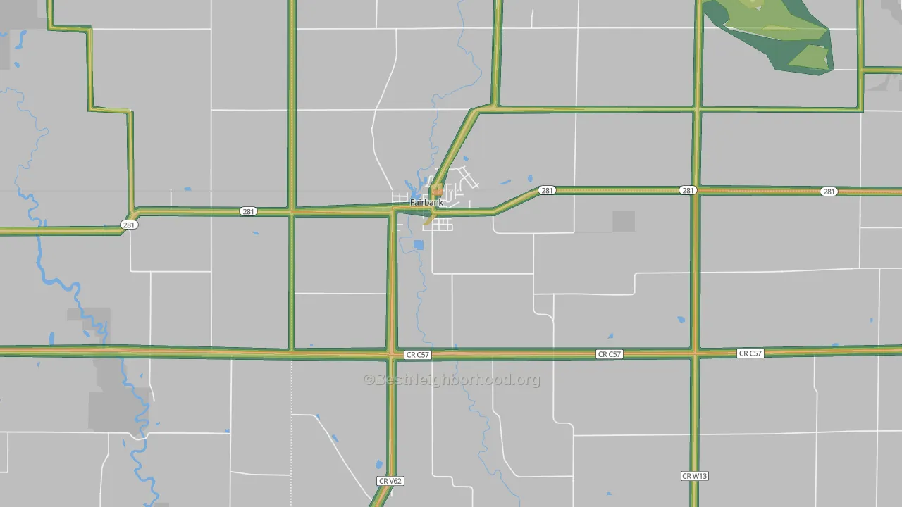 Fairbank, IA Map of Noise Levels in Fairbank