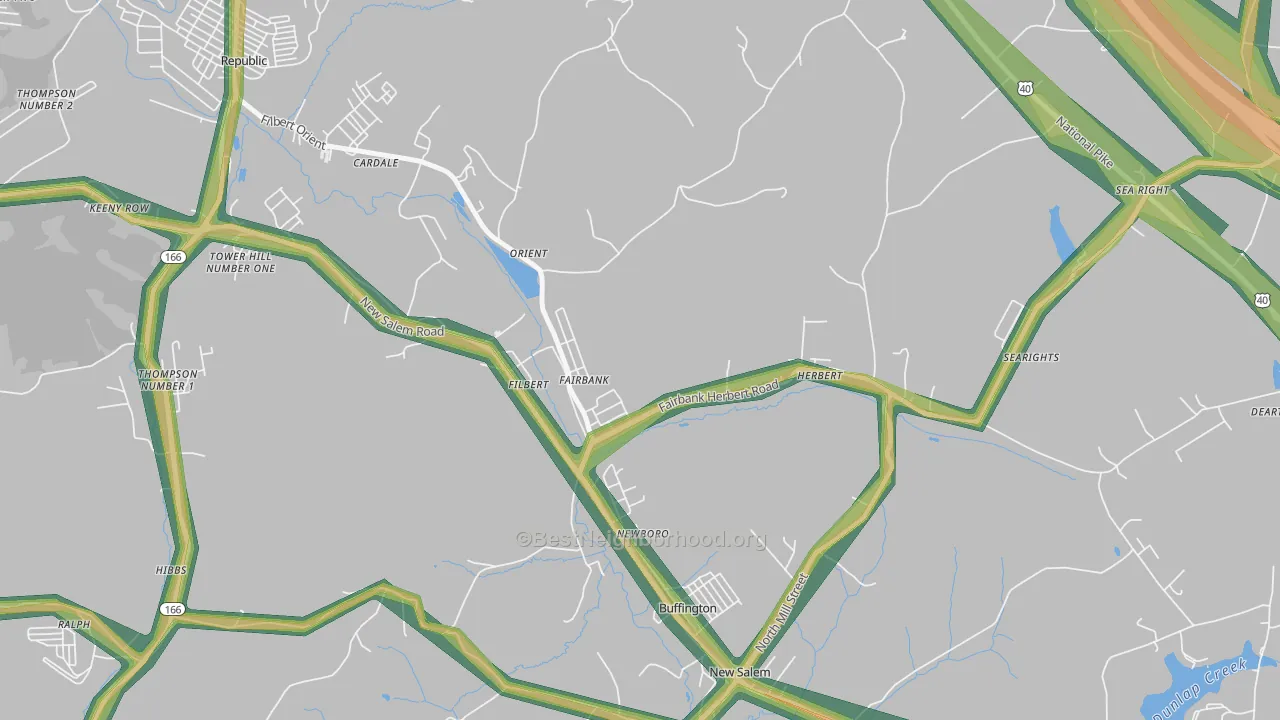 Fairbank, PA Map of Noise Levels in Fairbank