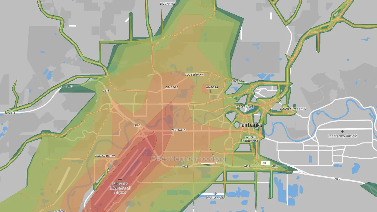 Fairbanks, AK Map of Noise Levels in Fairbanks
