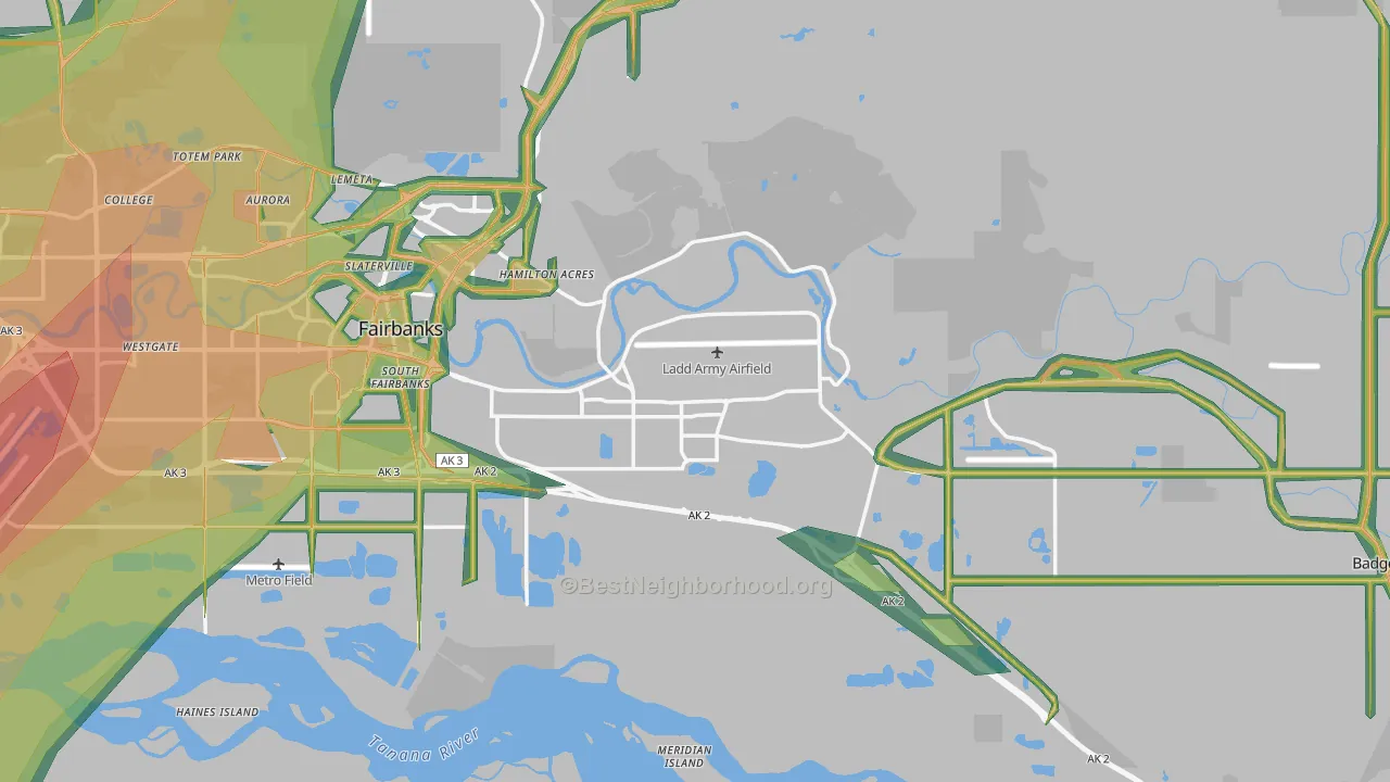 Fairbanks North Star Borough, AK Map of Noise Levels in Fairbanks North Star Borough