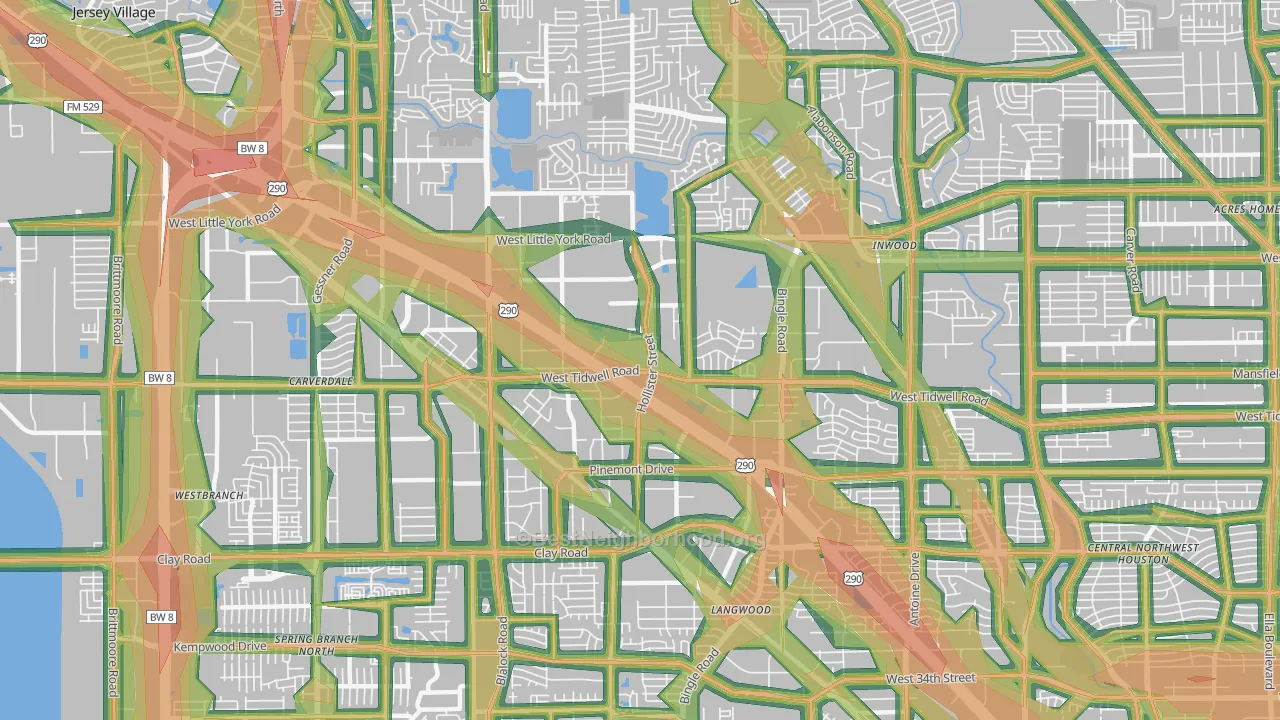 Fairbanks-Northwest Crossing, Houston, TX Map of Noise Levels in Fairbanks-Northwest Crossing