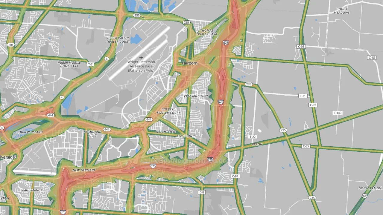 Fairborn, OH Map of Noise Levels in Fairborn