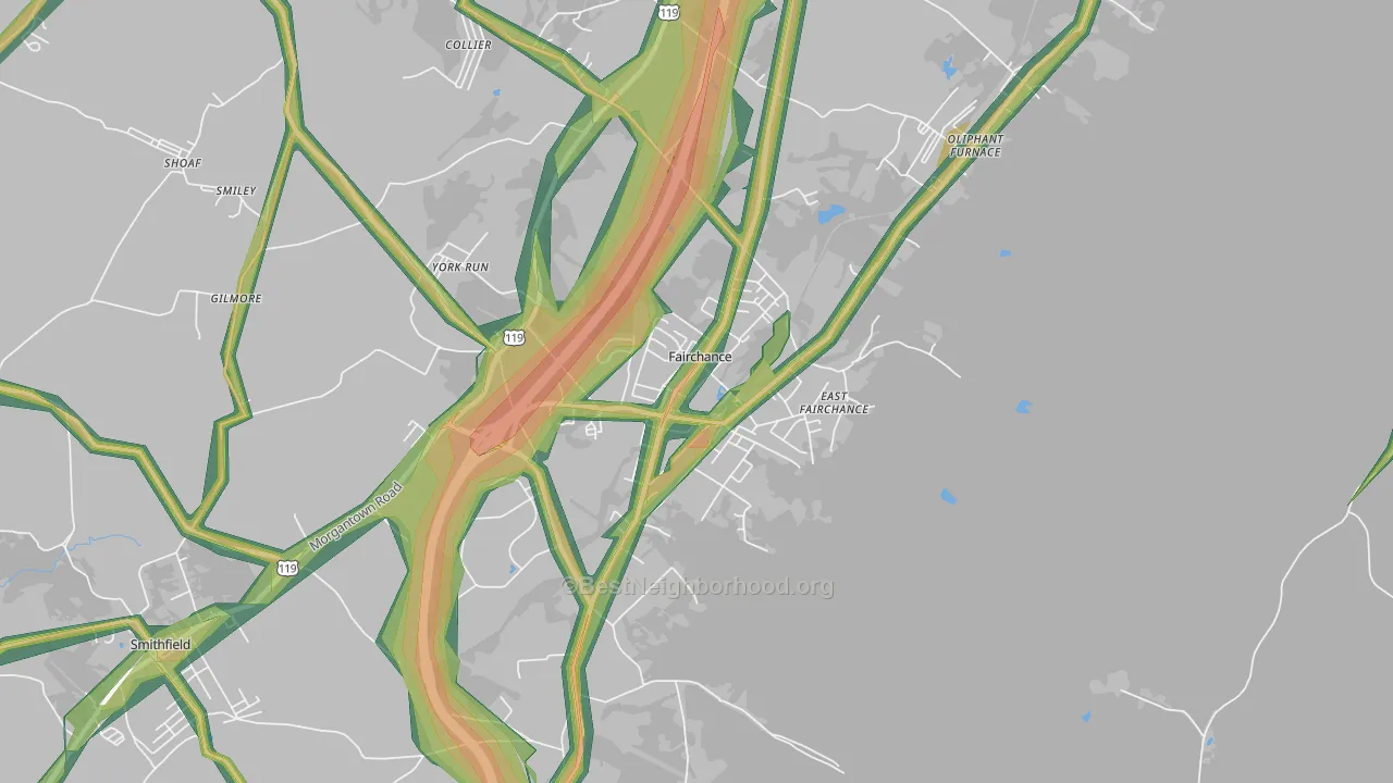 Fairchance, PA Map of Noise Levels in Fairchance