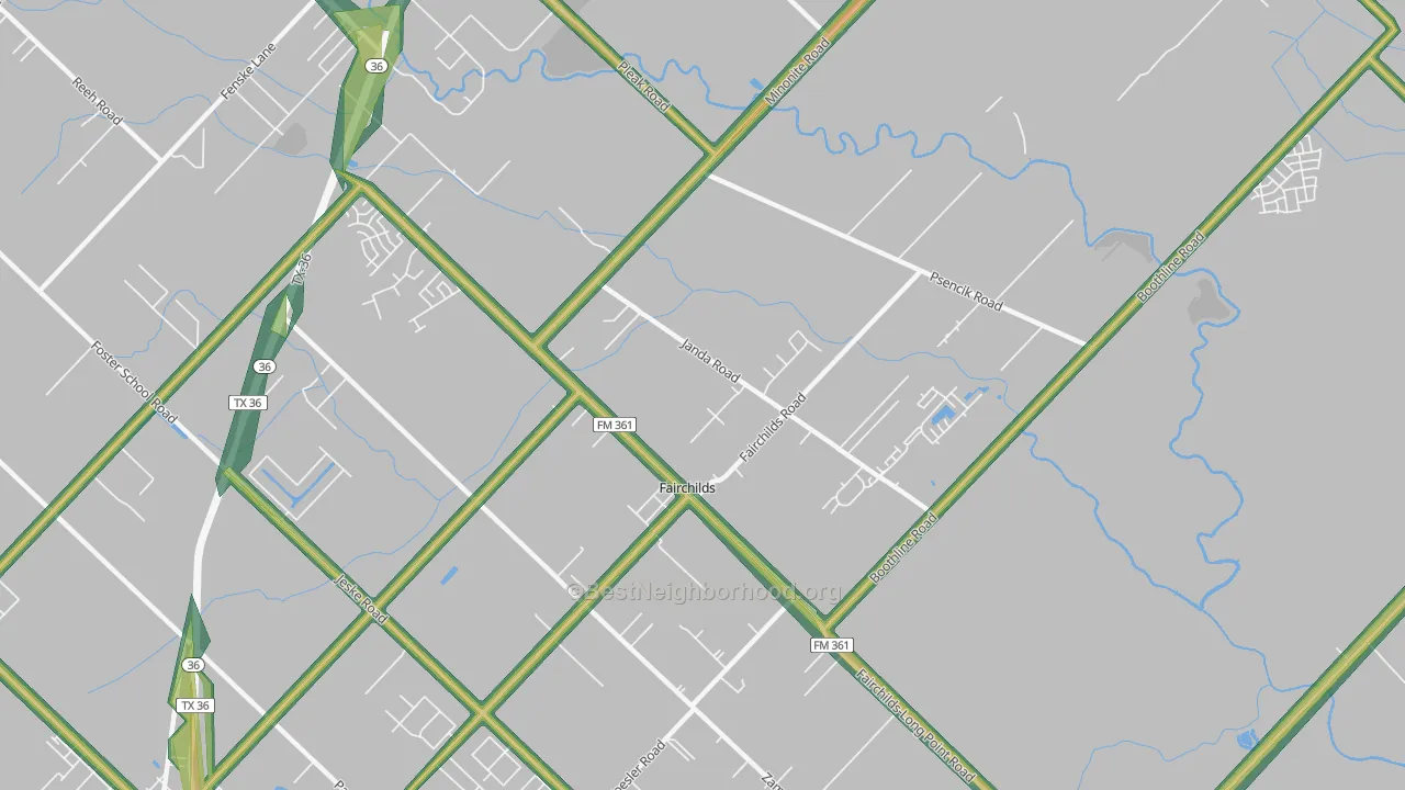 Fairchilds, TX Map of Noise Levels in Fairchilds