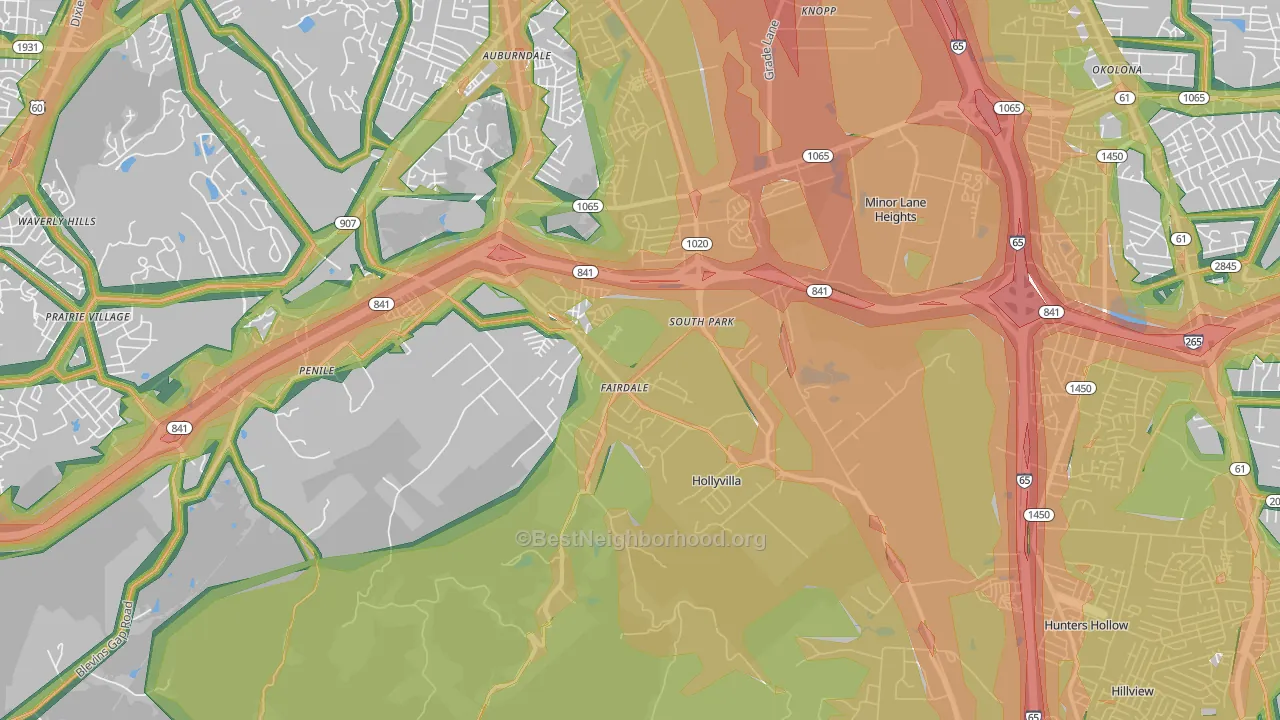 Fairdale, KY Map of Noise Levels in Fairdale