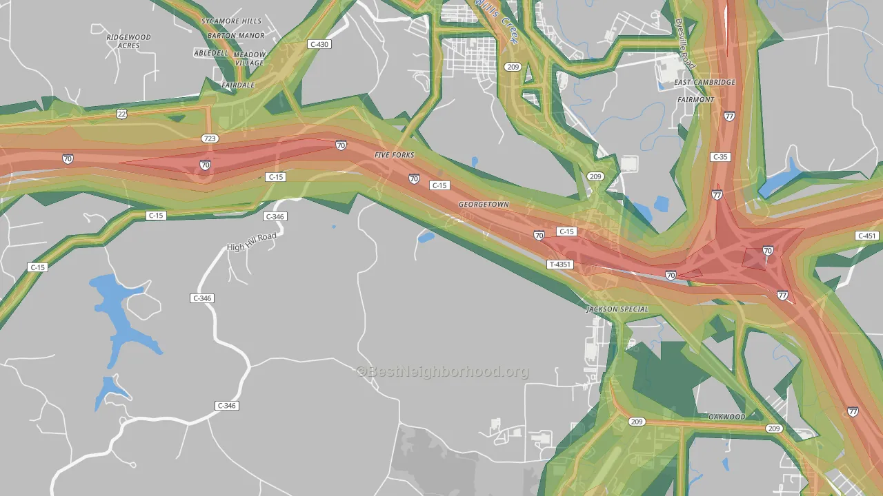 Fairdale, OH Map of Noise Levels in Fairdale