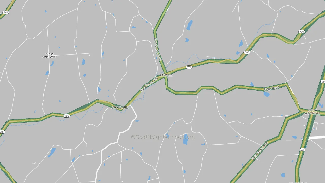 Fairdale, PA Map of Noise Levels in Fairdale