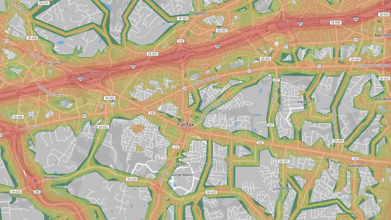 Fairfax City, VA Map of Noise Levels in Fairfax City