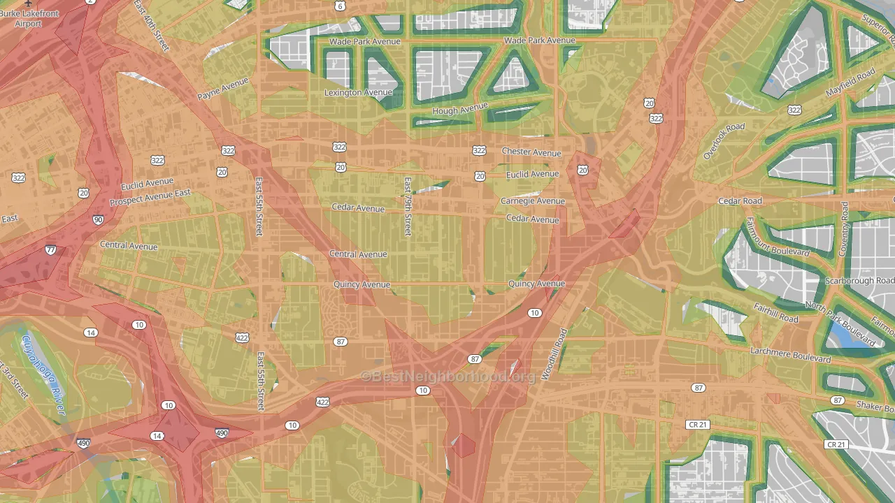 Fairfax, Cleveland, OH Map of Noise Levels in Fairfax