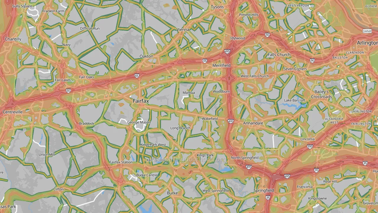 Fairfax County, VA Map of Noise Levels in Fairfax County