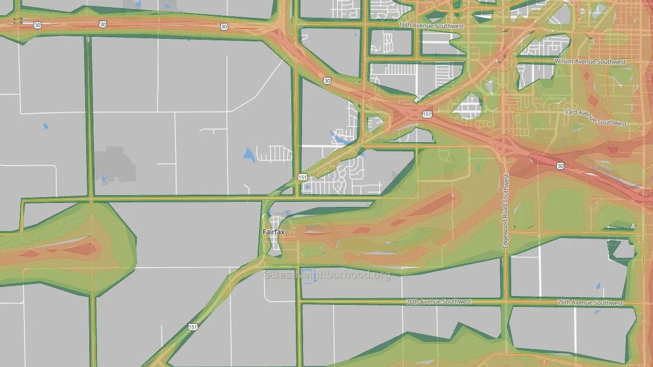 Fairfax, IA Map of Noise Levels in Fairfax