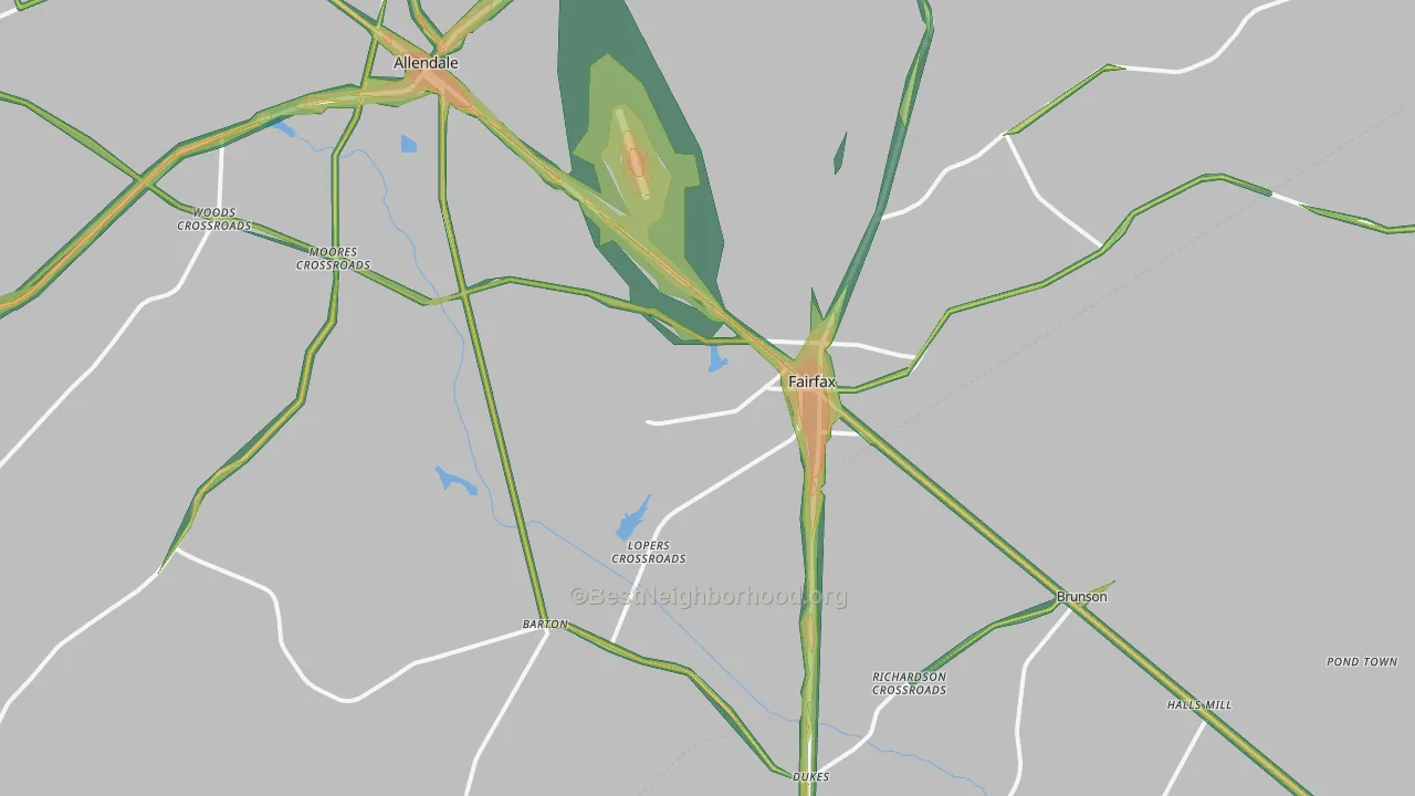 Fairfax, SC Map of Noise Levels in Fairfax