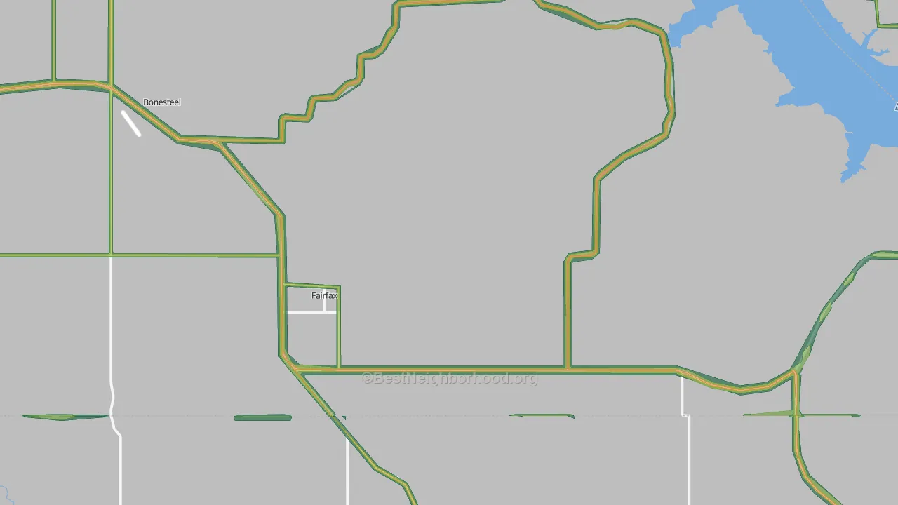 Fairfax, SD Map of Noise Levels in Fairfax