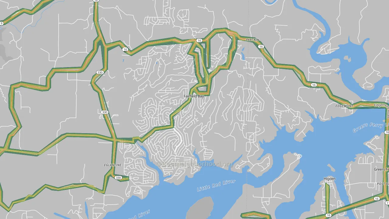 Fairfield Bay, AR Map of Noise Levels in Fairfield Bay