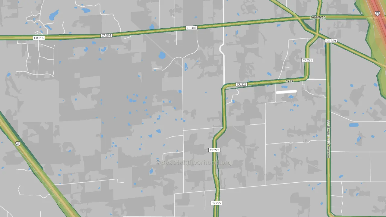 Fairfield, FL Map of Noise Levels in Fairfield