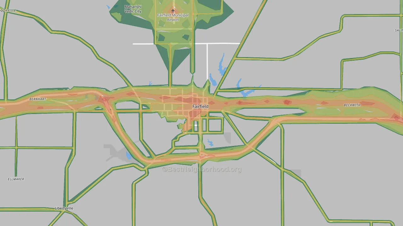 Fairfield, IA Map of Noise Levels in Fairfield