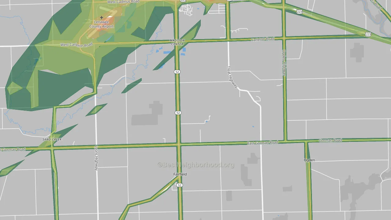Fairfield, MI Map of Noise Levels in Fairfield