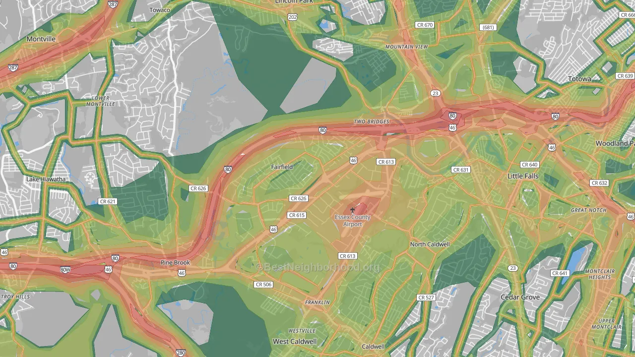 Fairfield, NJ Map of Noise Levels in Fairfield