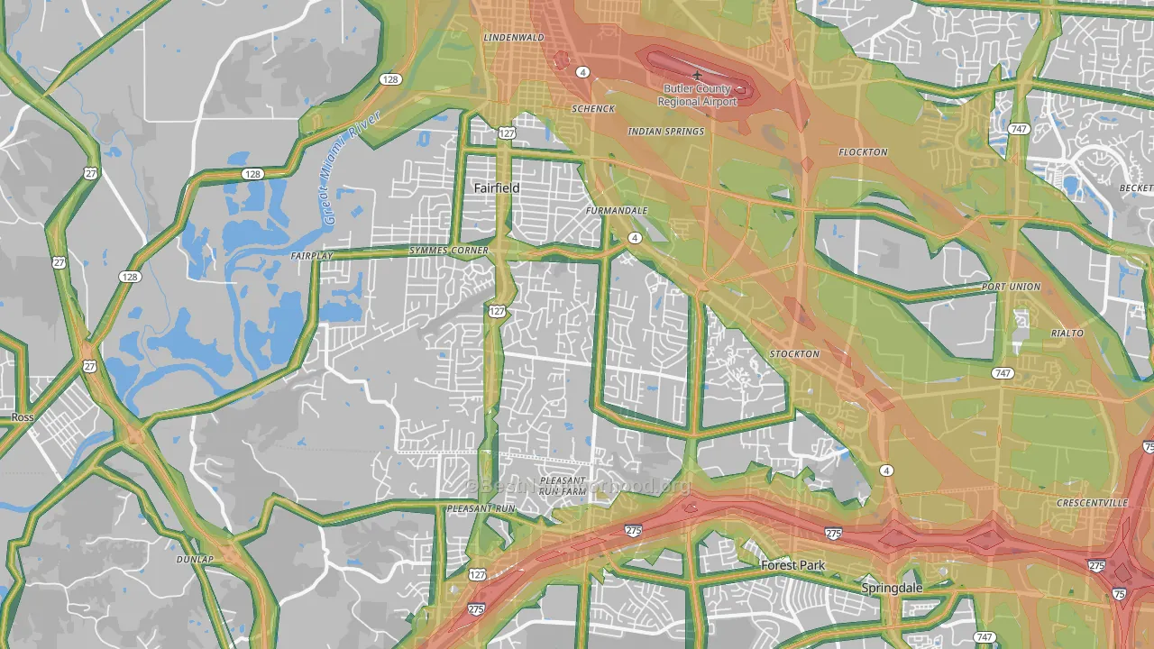 Fairfield, OH Map of Noise Levels in Fairfield