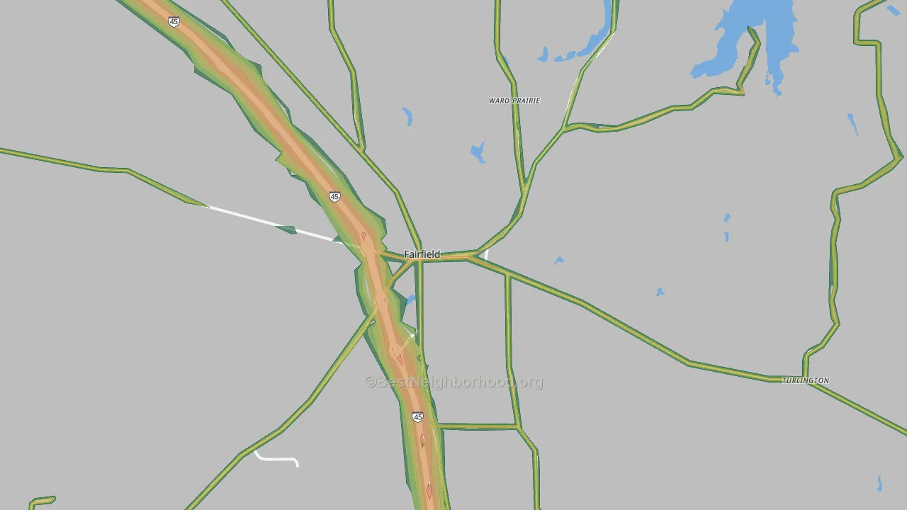 Fairfield, TX Map of Noise Levels in Fairfield