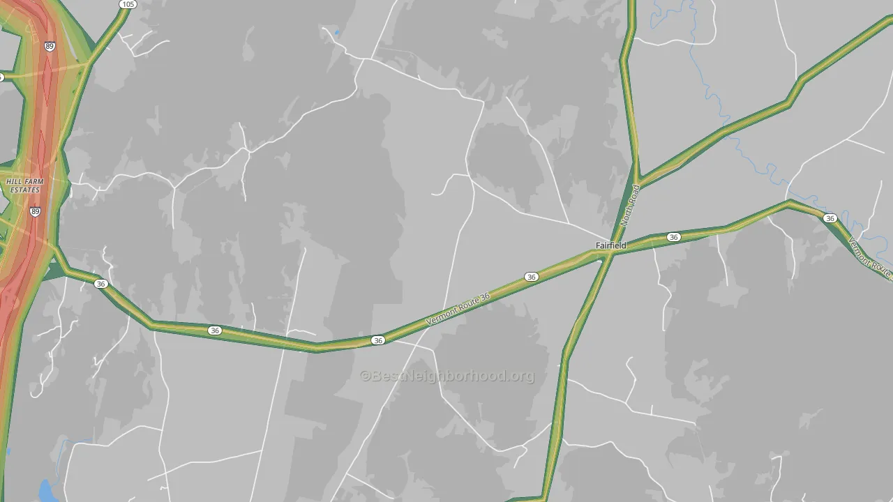 Fairfield, VT Map of Noise Levels in Fairfield