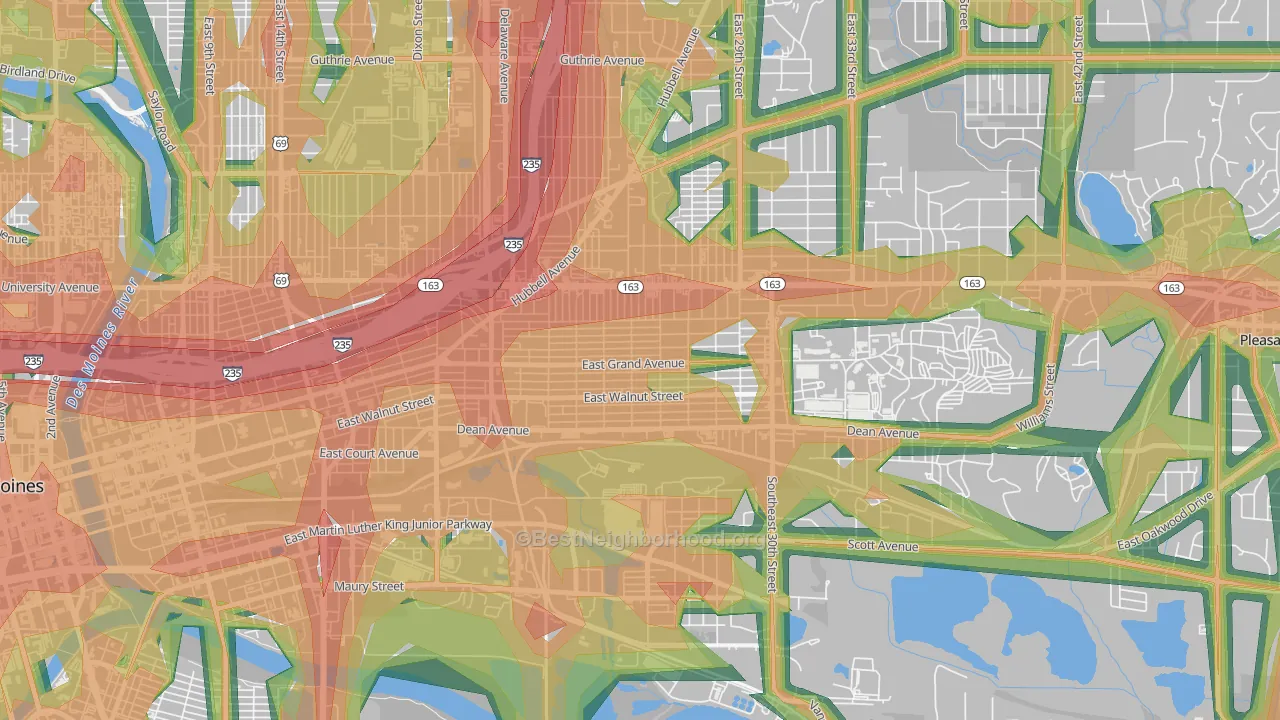 Fairground, Des Moines, IA Map of Noise Levels in Fairground