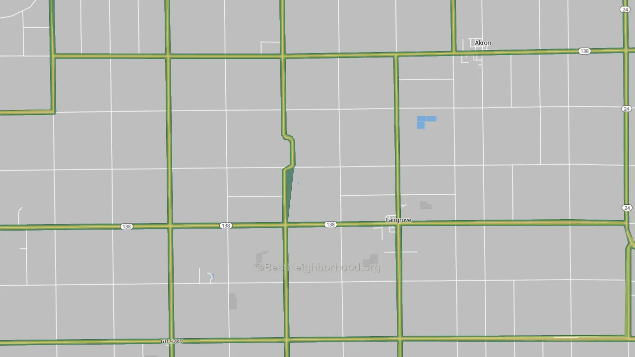 Fairgrove, MI Map of Noise Levels in Fairgrove