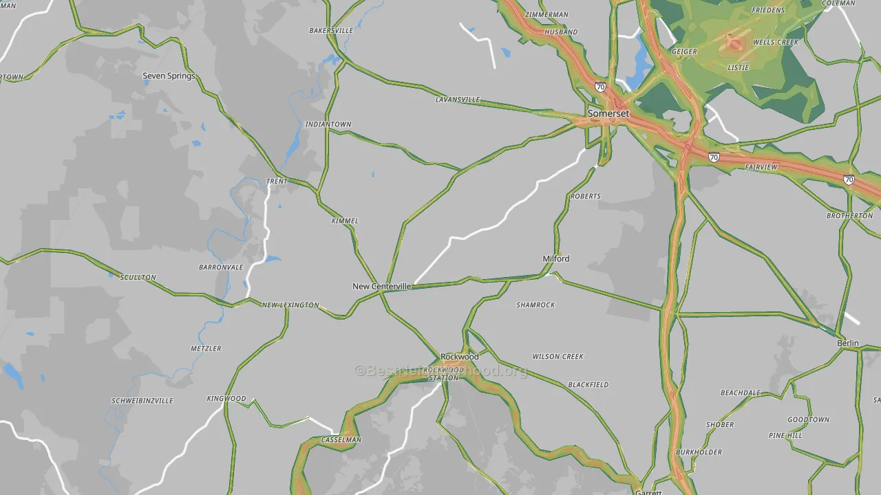 Fairhope, PA Map of Noise Levels in Fairhope