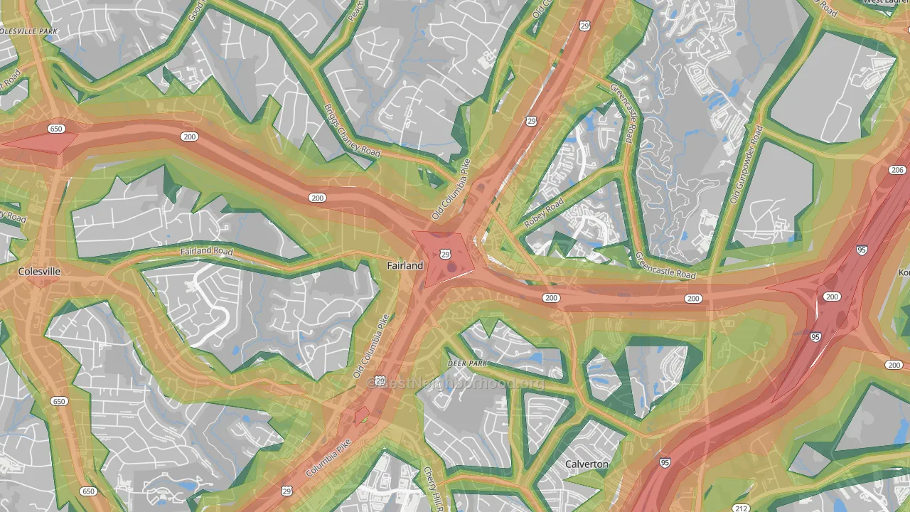 Fairland, MD Map of Noise Levels in Fairland
