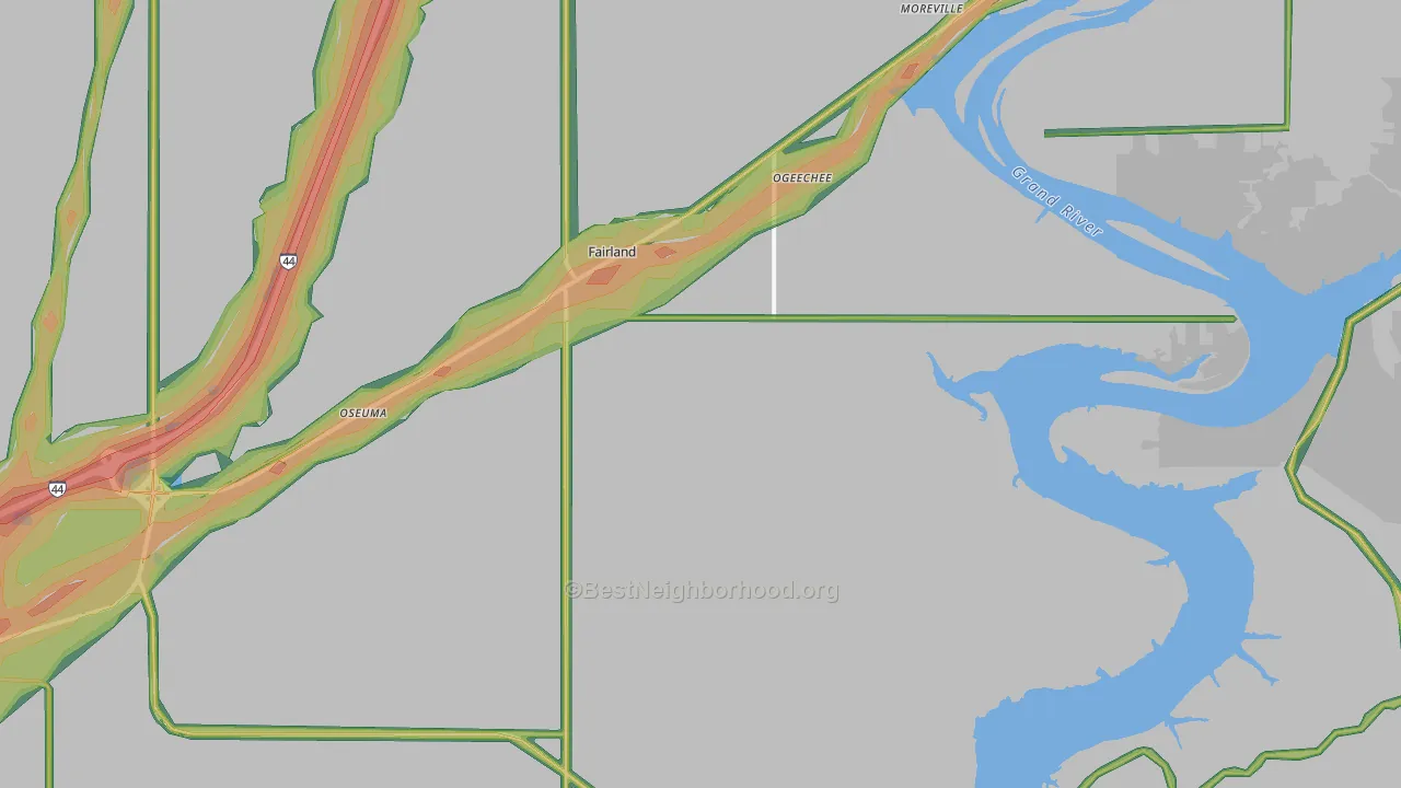 Fairland, OK Map of Noise Levels in Fairland
