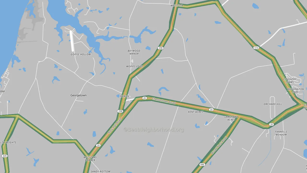 Fairlee, MD Map of Noise Levels in Fairlee