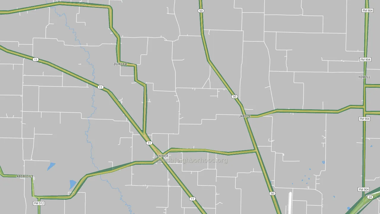 Fairlie, TX Map of Noise Levels in Fairlie