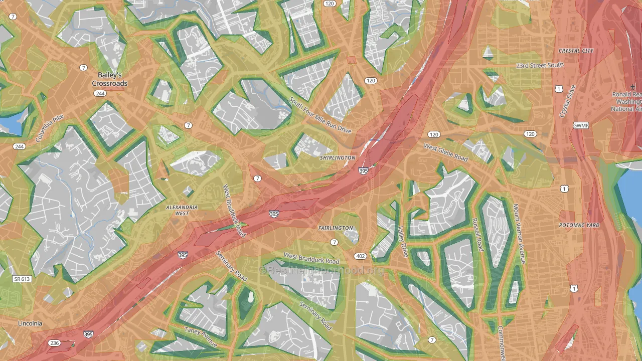 Fairlington-Shirlington, Arlington, VA Map of Noise Levels in Fairlington-Shirlington
