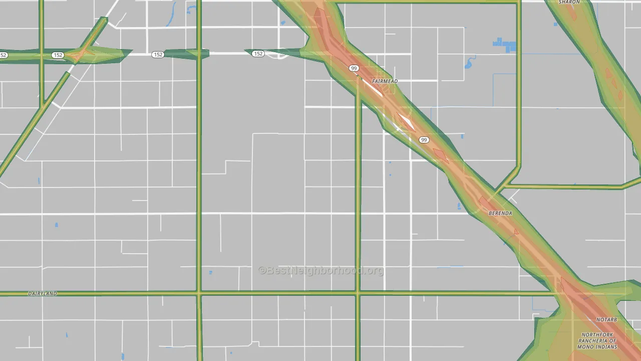 Fairmead, CA Map of Noise Levels in Fairmead